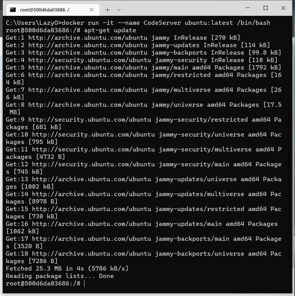 终端内输入apt-get update